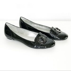 Etienne Aigner Sadden‎ Black Flat Slip On Flat Shoe Patent Leather